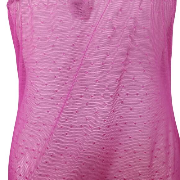 Y2K Barbie Pink Dotted Swiss Mesh & Lace Detail Sheer Cami/Slip Dress-Jezabell-S - Picture 6 of 12